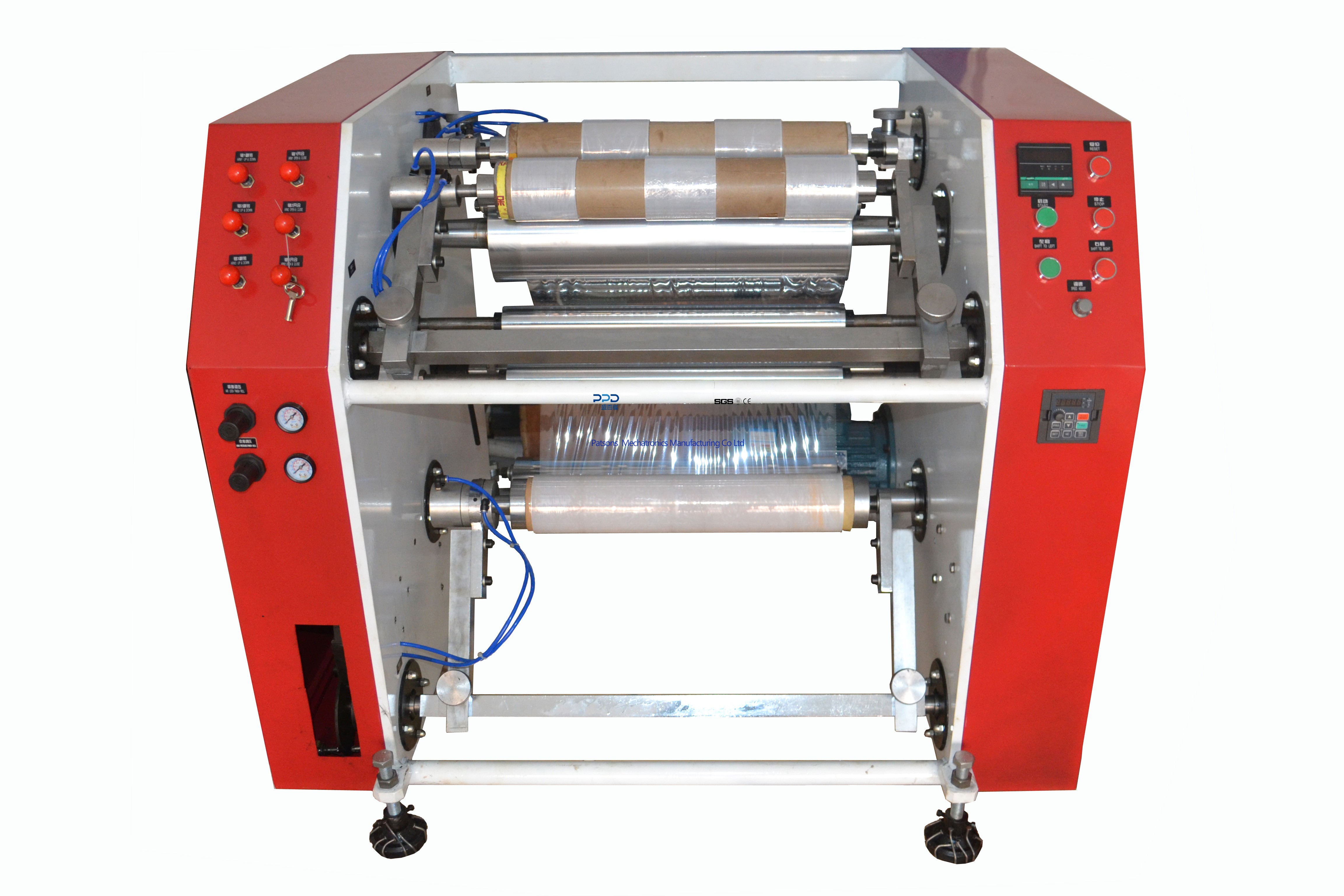 Stretch film slitter rewinder